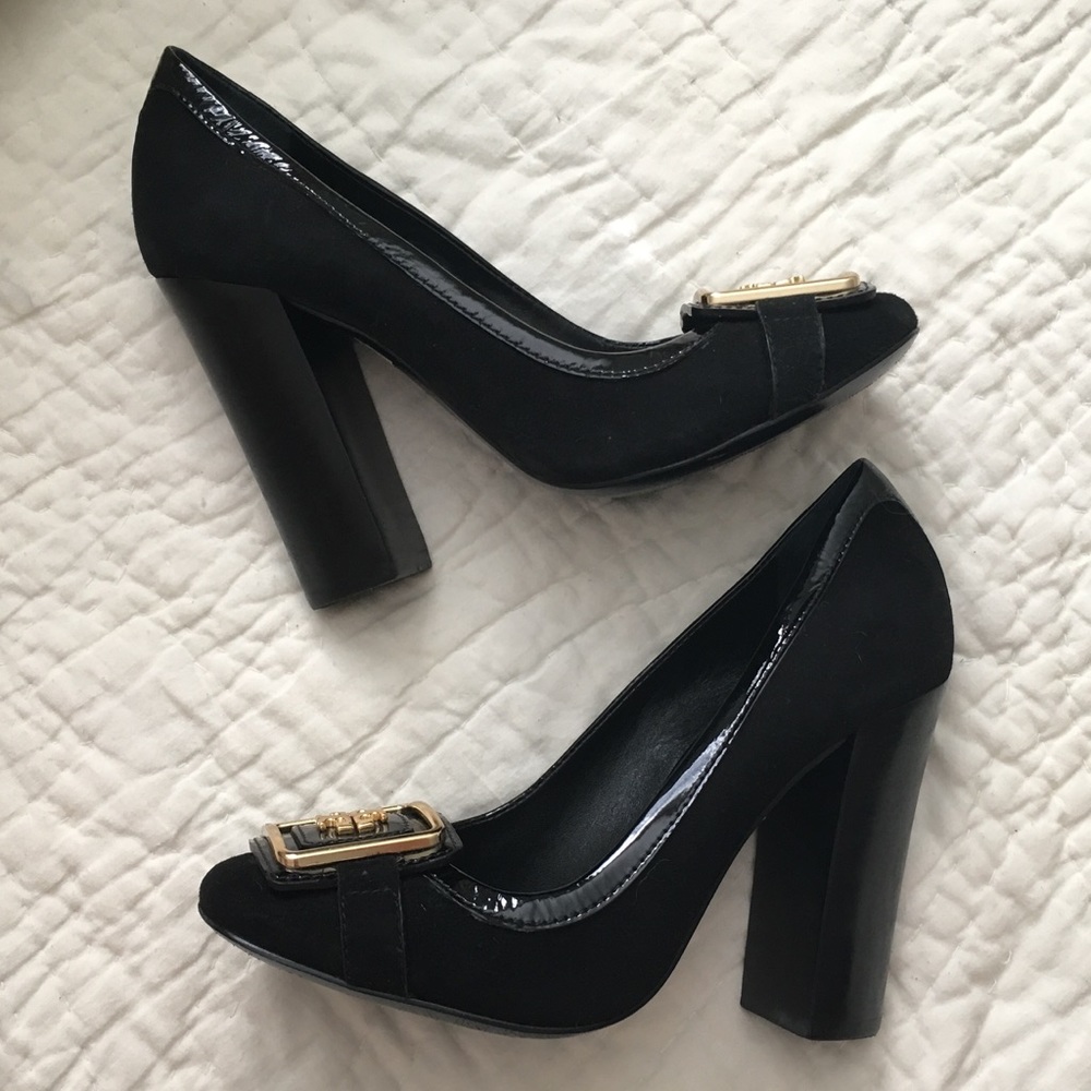 TORY BURCH “Julian High” Black Suede Pumps